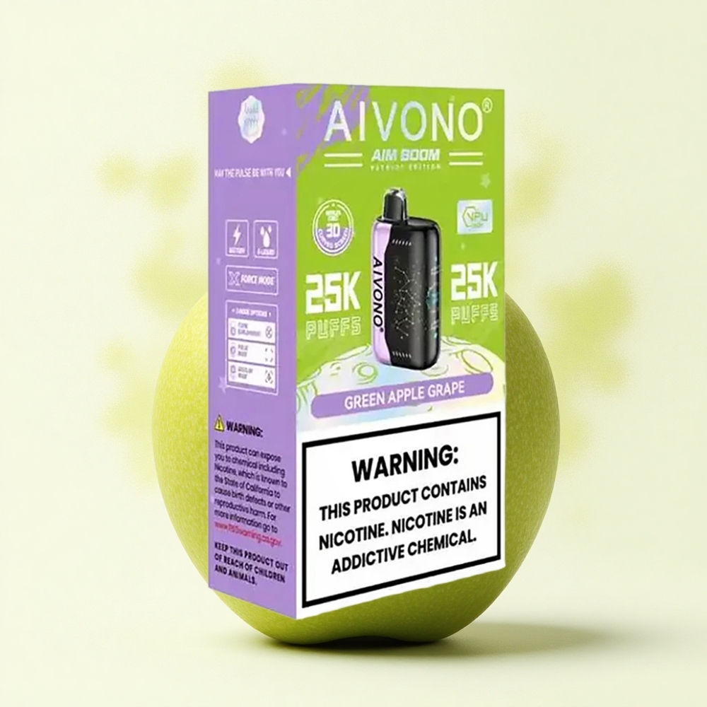 Aivono Aim Boom 25000 Pomme Verte Raisin Sans Nicotine 650mAh