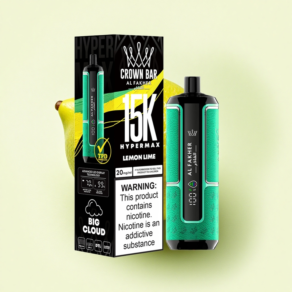Al Fakher Crown Bar 15K Hypermax Citron Vert 22ml 600mAh 6mg Nicotine