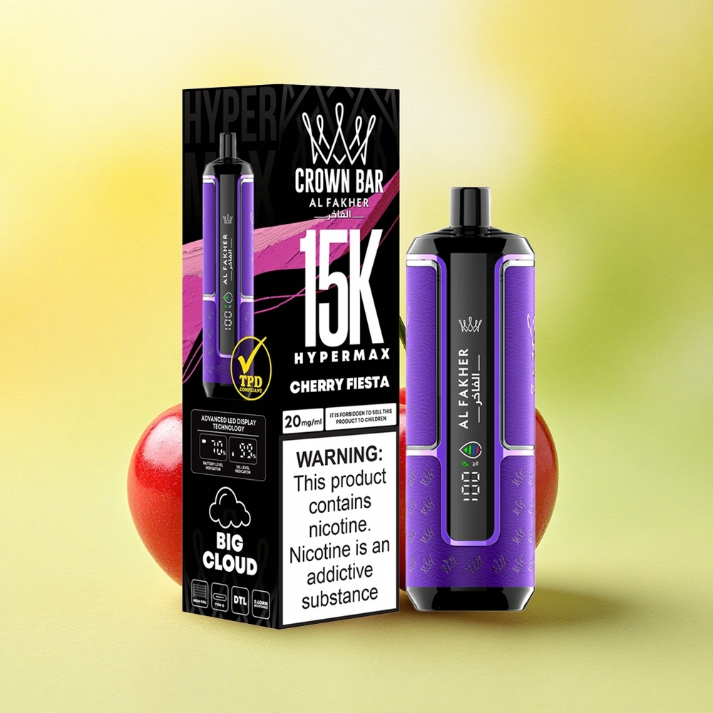 Al Fakher Crown Bar 15K Hypermax Fête de Cerise 22ml 600mAh 6mg Nicotine