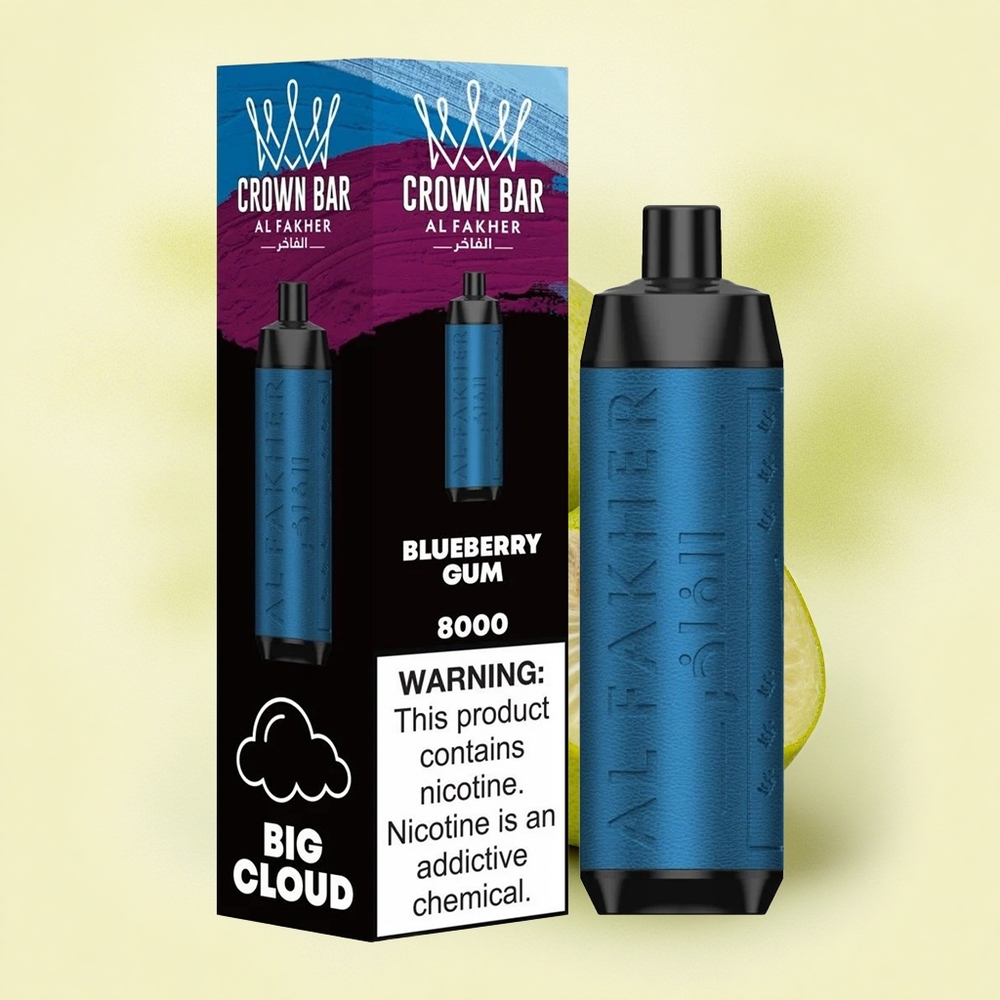 Al Fakher Crown Bar 8000 Crystal Chewing-Bleu Cristal 600mAh 5mg Nicotine