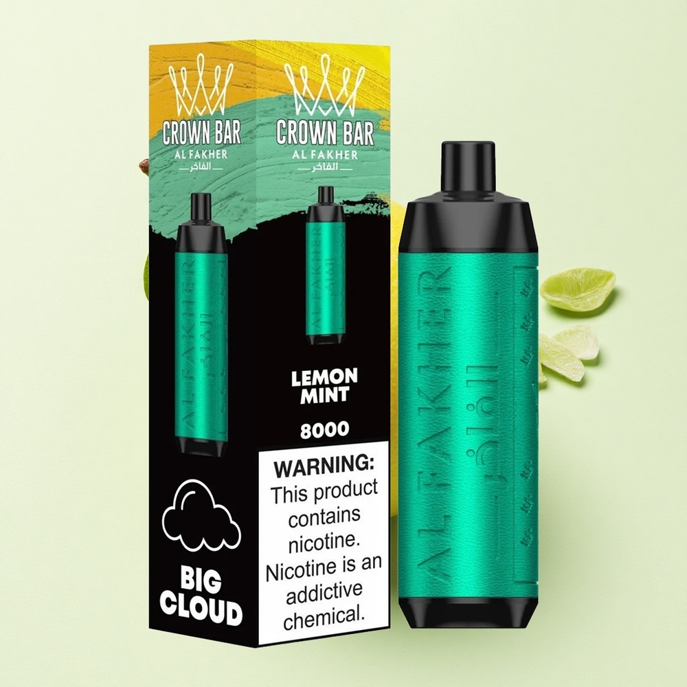 Al Fakher Crown Bar 8000 Crystal Citron Menthe 600mAh 5mg Nicotine