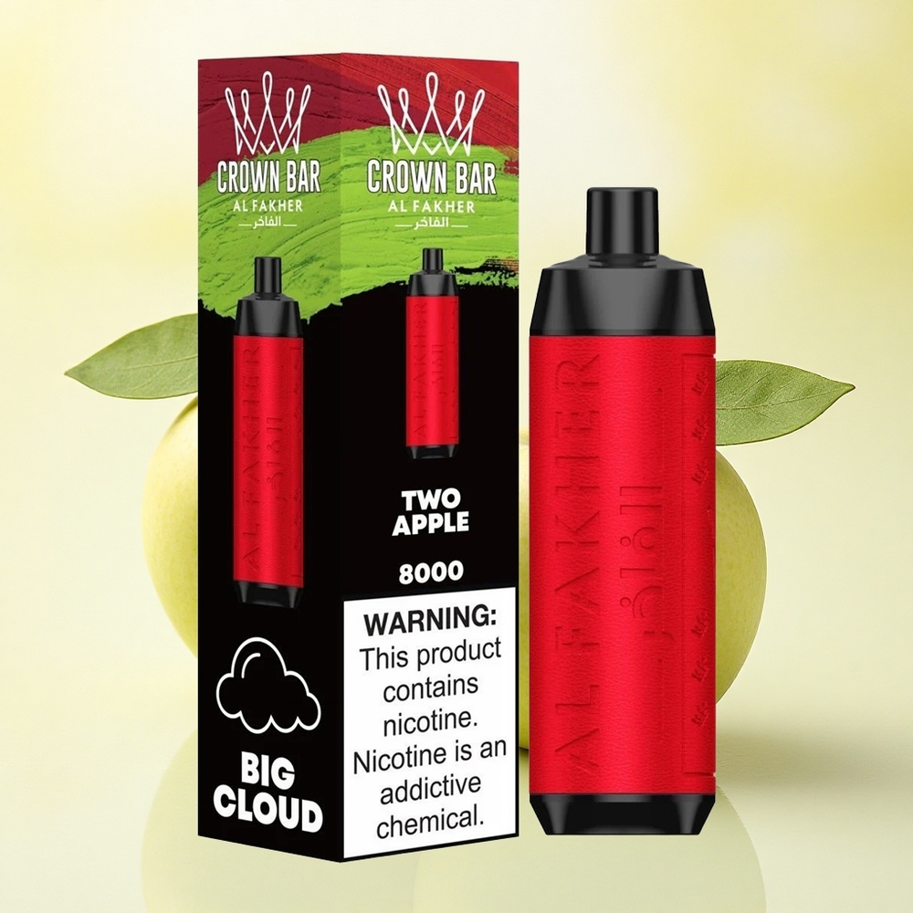 Al Fakher Crown Bar 8000 Crystal Deux Pommes avec 5mg de Nicotine et Batterie 600mAh