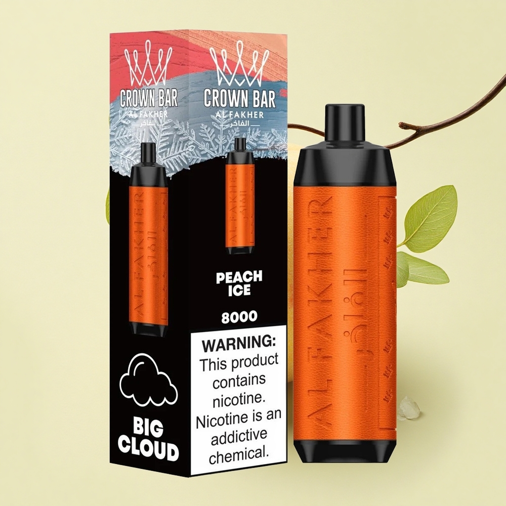 Al Fakher Crown Bar 8000 Crystal Glace de Pêche 600mAh 5mg Nicotine
