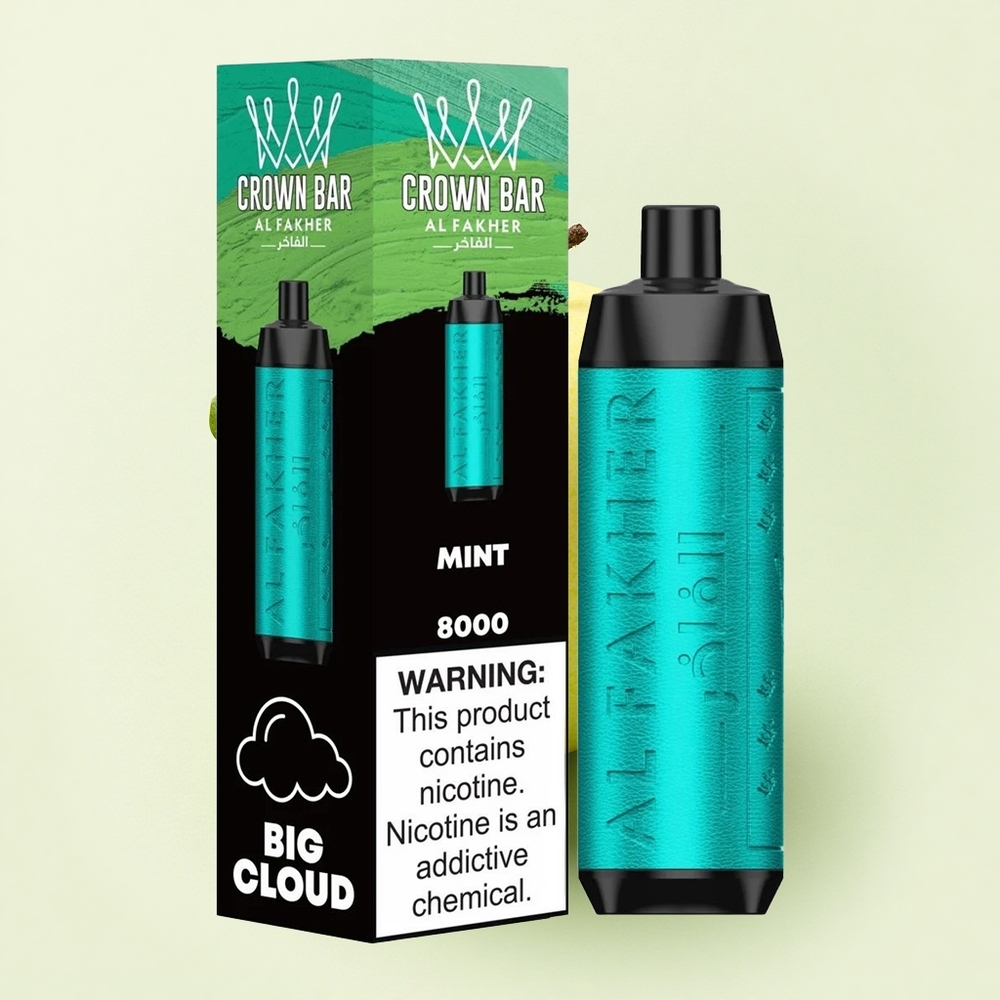 Al Fakher Crown Bar 8000 Crystal Vape Jetable avec batterie 600mAh et 5mg de nicotine